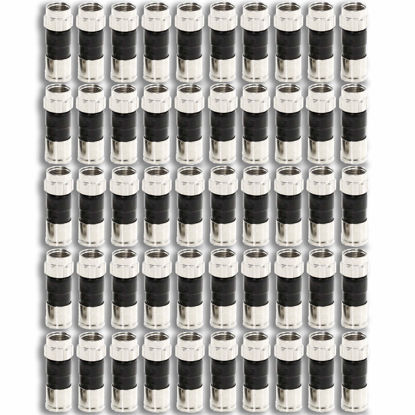 Picture of 50-Pack RG6 Quad Compression Connectors PPC EX6XL Approved for Most Satellite or Cable Coax