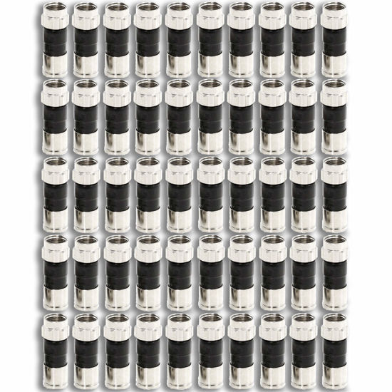 Picture of 50-Pack RG6 Quad Compression Connectors PPC EX6XL Approved for Most Satellite or Cable Coax