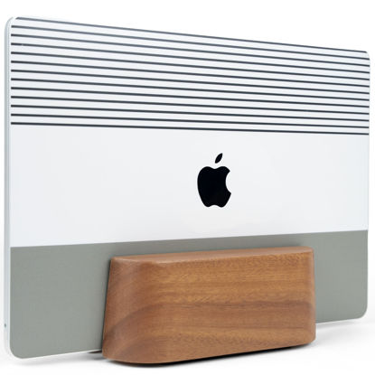 Picture of Adjustable Vertical Laptop Stand For Desk, Macbook Stand Laptop Holder, Macbook Pro Stand, Laptop Stand Vertical Macbook Pro Dock, Wood Mac Stand, Macbook Air Stand Laptop Dock (Solid Walnut)