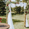 Picture of PARTISKY Wedding Arch Draping Fabric, 1 Panel 28" x 19Ft White Drapes Sheer Backdrop Curtain for Wedding Ceremony Party Ceiling Decor