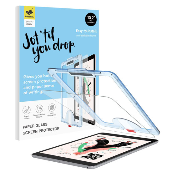 Picture of Hocents. Paperfeel Glass Screen Protector Compatible with iPad 9th/8th/7th Generation 10.2 inch [Auto-Alignment Tool] [EZ Kit] [Tempered Glass]