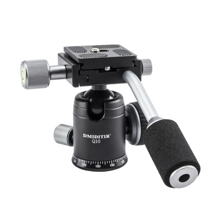 Picture of Panoramic Ball Head with Handle All Metal CNC Ball Head Camera Mount DMIDITIR Tripod Head with Arca Swiss Quick Release Plate for Tripod, Monopod, DSLR, Camcorder, DV, Telescope, Hunting (Titanium)