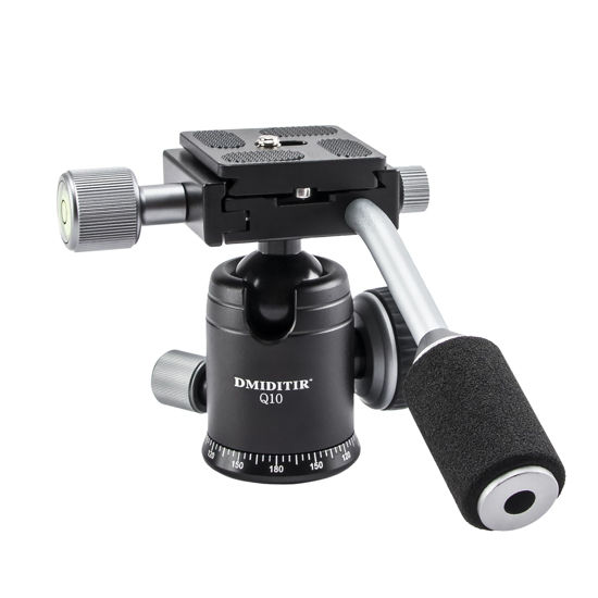Picture of Panoramic Ball Head with Handle All Metal CNC Ball Head Camera Mount DMIDITIR Tripod Head with Arca Swiss Quick Release Plate for Tripod, Monopod, DSLR, Camcorder, DV, Telescope, Hunting (Titanium)