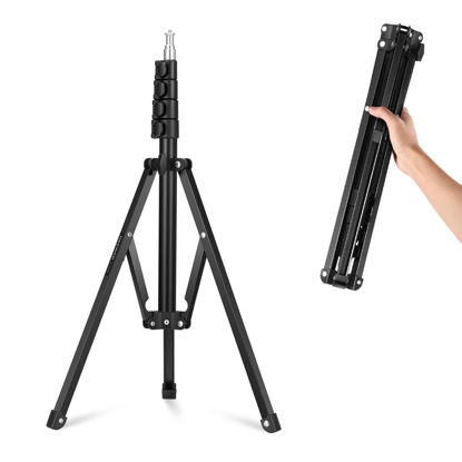 Picture of NEEWER 71"/180cm Portable Light Stand, Adjustable Metal Camera Tripod Reverse Folding Light Tripod, LED Light Ring Light Reflector Stand with Flip Locks for Live Streaming Vlog Video Recording, ST180R