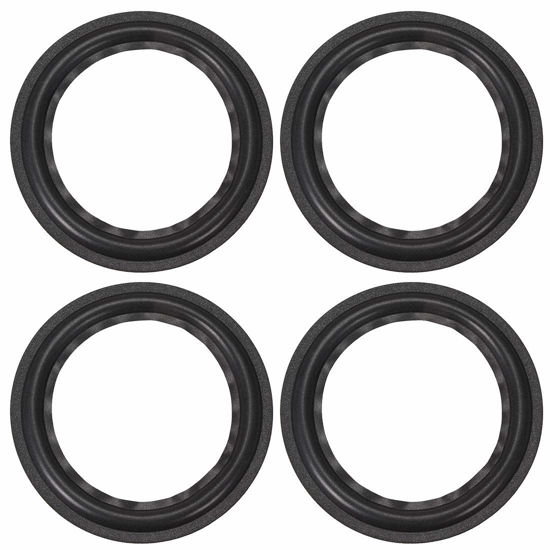Picture of uxcell 8 Inch Speaker Foam Edge Folding Ring Horn Replacement Parts for Speaker Black 4pcs