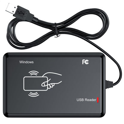 Picture of RFID Reader,Ajfwm 125KHz/13.56Mhz Dual Frequency RFID Scanner Read 1326 Family Proximity Cards & EM4100 ID IC NFC Card Access Control System Home Again