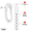 Picture of GE 6-Outlet Surge Protector, 15 Ft Extension Cord, Power Strip, 840 Joules, Flat Plug, UL Listed, White, 62936