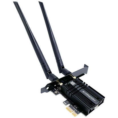 Picture of SYONCON WiFi 6E AXE5400 PCIe WiFi Card intel AX210 Chipset with Bluetooth 5.3 Adapter Tri-Band 2.4G/5G/6GHz 5374Mbps PCI Express Wireless Network Card for Desktop PC Windows 10/11 (Black)