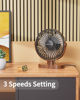 Picture of SWEETFULL 6.5 Inch USB Small Desk Fan, 3 Speeds Quiet Portable Desktop Table Fan, 360° Adjustment Personal Mini Fan for Home Office Car Outdoor Travel (Black wood grain)