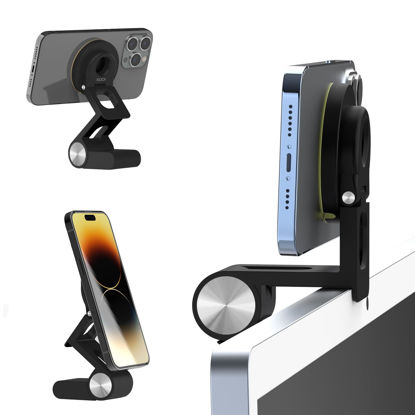 Picture of SODI Continuity Camera Mount for Desktop Monitor & iMac Compatible iPhone Webcam Mount with Mag-Safe for Mac and Displays, Mac OS Ventura, Work for Facetime, Desk View, Black