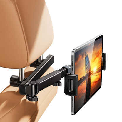 Picture of nediea Headrest Tablet Holder, Car Headrest Tablet Stand, Extension Arm Car Back Seat Mount Tablet Holder for Kids, Compitible with 4.7-12.9" Tablet iPad Pro, Air, Mini, Galaxy, Fire