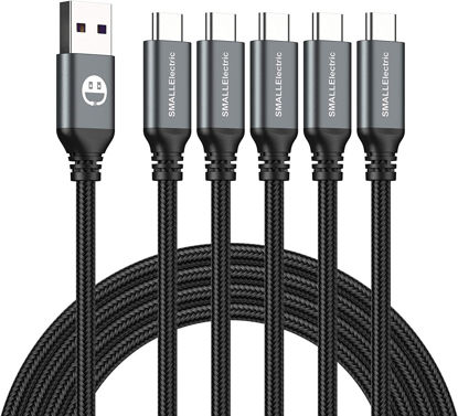 Picture of USB Type C Cable 5-Pack 3FT, USB Type A to C Fast Charger Cords for Samsung Galaxy S20 S10 S9 S8 Plus, Braided Fast Charging Cable for iPhone 15 Pro Max/Note 10 9 8, LG V50 V40 G8 G7,(Grey)