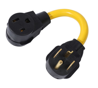 Picture of ONETAK NEMA 14-30P to 6-50R 240V 30 Amp 4 Prong Male Plug to 50 Amp 3 Prong Female Outlet Receptacle Generator Welder Dryer EV Charger Power Cord Adapter
