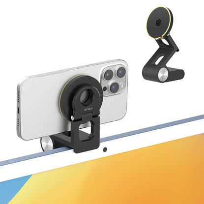 Picture of SODI Continuity Camera Mount for Desktop Monitor & iMac, Detachable iPhone Webcam Mount, Adjustable Magnetic Phone Stand for iPhone 16 Pro Max Plus Mini 15/14/13/12 and Mac OS Ventura