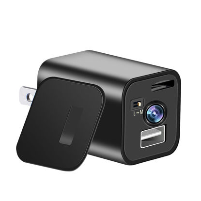 Picture of USB Charger Camera, HD 1080P Charger Mini Nanny Cam, Wall Charger Camera for Home Security - No WiFi Function with Secret Cameras, No Audio