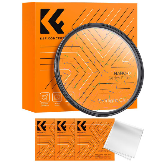 Picture of K&F Concept 77mm Colorful Brushed Filter Ultra-Thin Frame Optical Glass Starlight Glare Special Effect Filter with 3 Vacuum Cleaning Cloths for Camera Lens