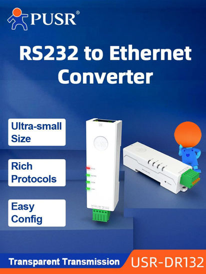 GetUSCart- PUSR Din Rail Tiny Size RS232 to Ethernet Converter Serial ...