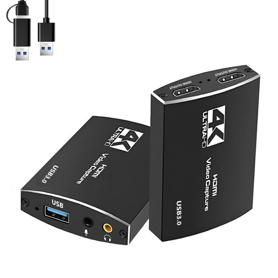 Picture of Capture Card for Streaming, USB C/A 3.0 Game Capture Card 4K@60Hz HDMI Loop-Out, 1080P 60FPS Audio Video Capture Card for Gaming/Live Streaming, Work with Nintendo Switch/PS4/PS5/OBS/Xbox/Camera/PC