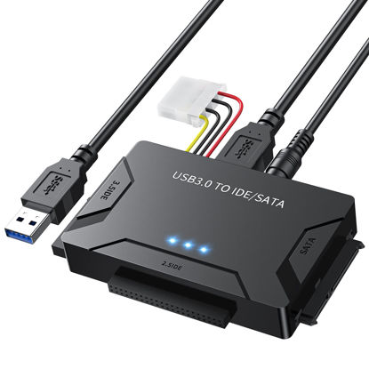 Picture of POSUGEAR USB 3.0 to IDE and SATA Adapter, External Hard Drive Reader Ultra Recovery Converter for Universal 2.5"/3.5" Inch HDD/SSD Hard Drive Disk, Hard Drive Adapter Included 12V/2A Power Adapter