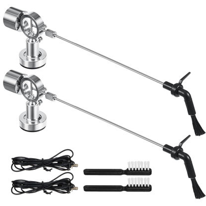 Picture of Tellegloww 2 Pcs Vinyl Record Cleaning Arm Anti Static Brush for Vinyl Records Record Cleaner Brush Antistatic LP Cleaning Brush with Carbon Fiber Center Bristles for Turntables LP Record Accessories