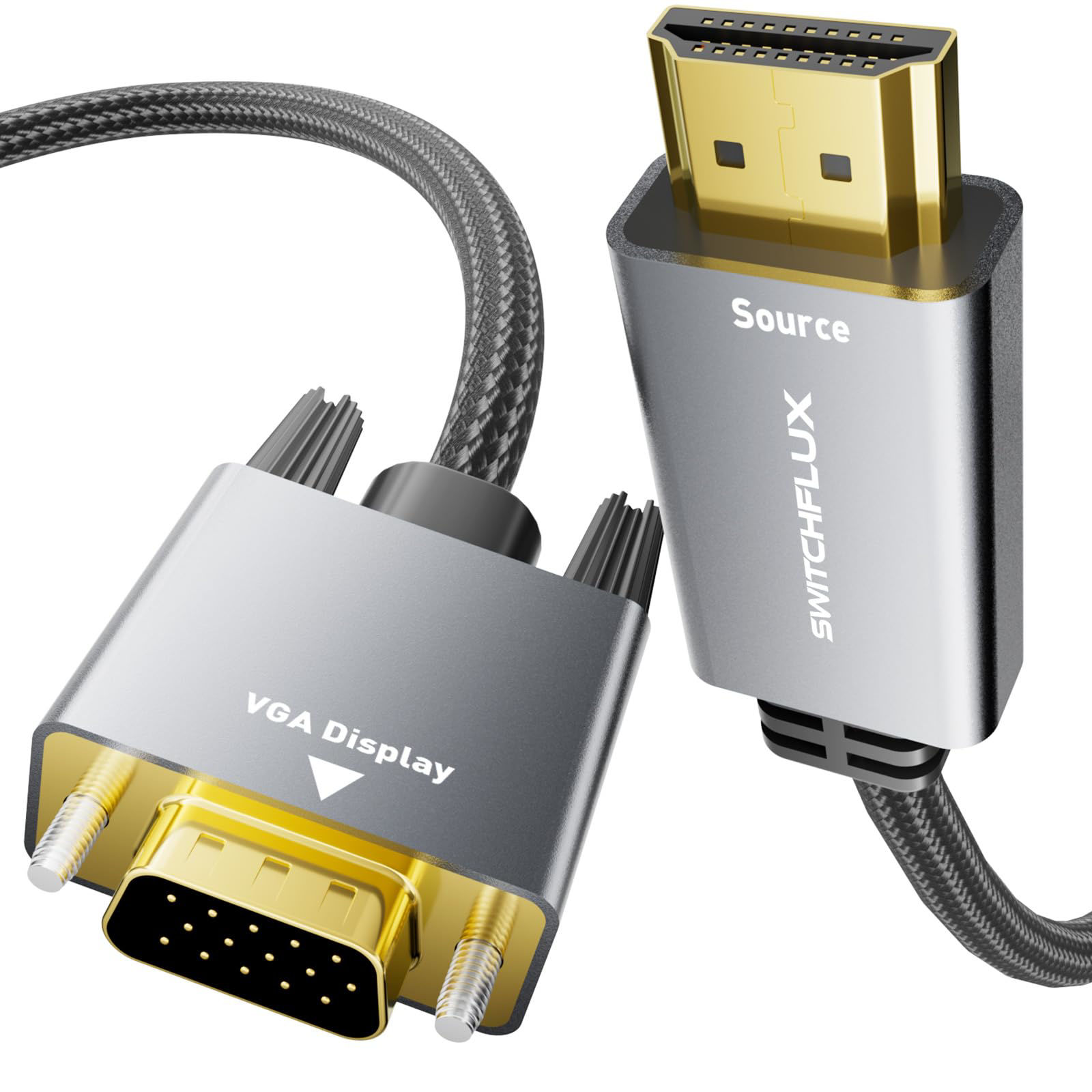 GetUSCart- HDMI to VGA Adapter Cable 10FT [Metal Case, Nylon Cable ...