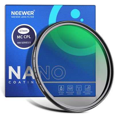 Picture of NEEWER 67mm Polarizer Filter, 24 Layer Multi Resistant Nano Coated MC CPL Circular Polarizing Filter with HD Optical Glass/Ultra Slim for Camera Lens, Reduce Reflection/Enhance Contrast/Reduce Glare