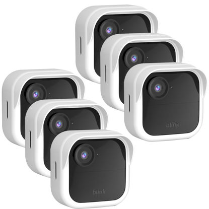 Picture of Qopoto Silicone Case Cover for All-New Blink Outdoor 4 (4th Gen) - Weatherproof Protective Skin Cover with Hat Brim for All-New Blink Outdoor 4 Smart Security Camera (White, 6 Pack)