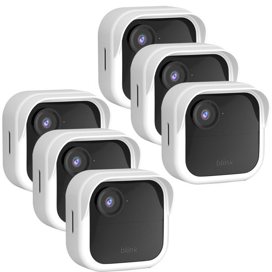 Picture of Qopoto Silicone Case Cover for All-New Blink Outdoor 4 (4th Gen) - Weatherproof Protective Skin Cover with Hat Brim for All-New Blink Outdoor 4 Smart Security Camera (White, 6 Pack)