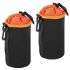 Picture of PATIKIL Camera Lens Bag, 2 Pcs 3.9" IDx7.1 H Drawstring Lens Pouch with Thick Protective Neoprene, Lens Case for DSLR Camera Lens, Water Coffee Cups, Black Orange