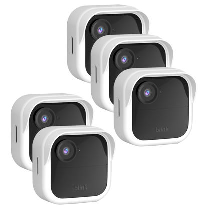 Picture of Silicone Case Cover for All-New Blink Outdoor 4 (4th Gen) - Weatherproof Protective Skin Cover with Hat Brim for All-New Blink Outdoor 4 Smart Security Camera (White, 5 Pack)