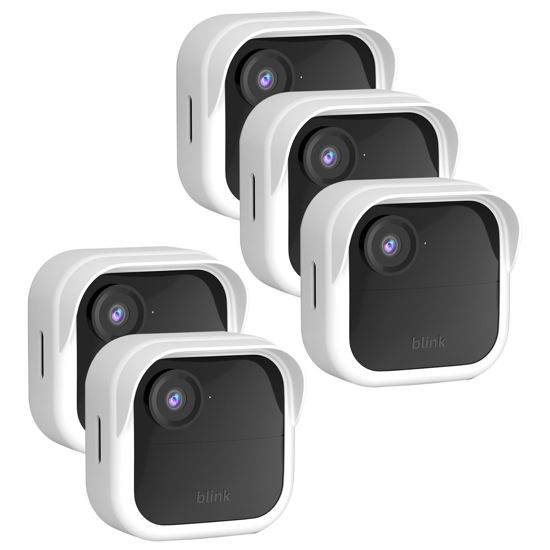 Picture of Silicone Case Cover for All-New Blink Outdoor 4 (4th Gen) - Weatherproof Protective Skin Cover with Hat Brim for All-New Blink Outdoor 4 Smart Security Camera (White, 5 Pack)