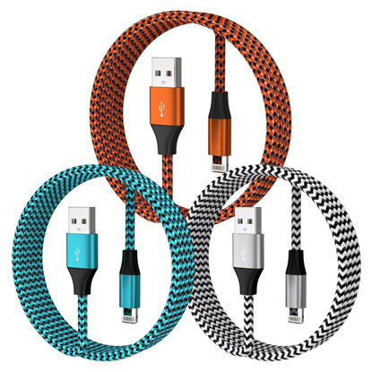 Picture of 3 Pack 3FT iPhone Charger, Apple MFi Certified iPhone Charger Fast Charging USB to Lightning Cable Nylon Braided iPhone Charger Cord for iPhone 14 13 12 11 Pro Max Xr Xs 8 and More