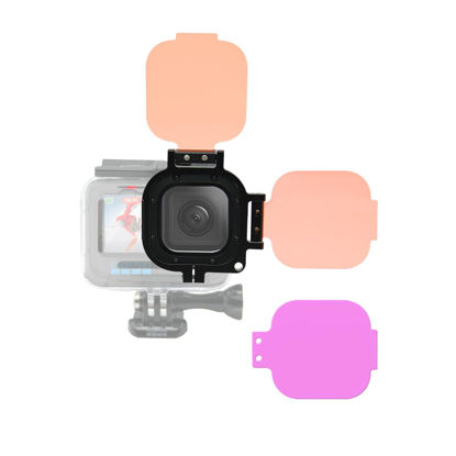 Picture of Nitescuba 3 Pack Dive Filter Lens for Gopro Hero 8/9/10/11/12 Official Underwater Diving Waterproof Housing Protective Shell Red, Light Red, Magenta