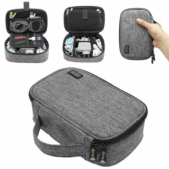 Picture of sisma Travel Cords Organizer Universal Small Electronic Accessories Carrying Bag for Cables Adapter USB Sticks Leads Memory Cards, Grey 1680D-Fabrics SCB17092B