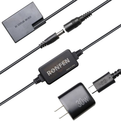 Picture of RONFEN DR-E18 DC Coupler LP-E17 Dummy Battery USB-C Cable PD Adapter Kit ACK-E18 AC Power Adapter for DSLR Cameras Canon EOS Rebel SL3 SL2 T8i T7i T6i T6s 77D RP 850D 800D 760D 750D 200D Fully-decoded