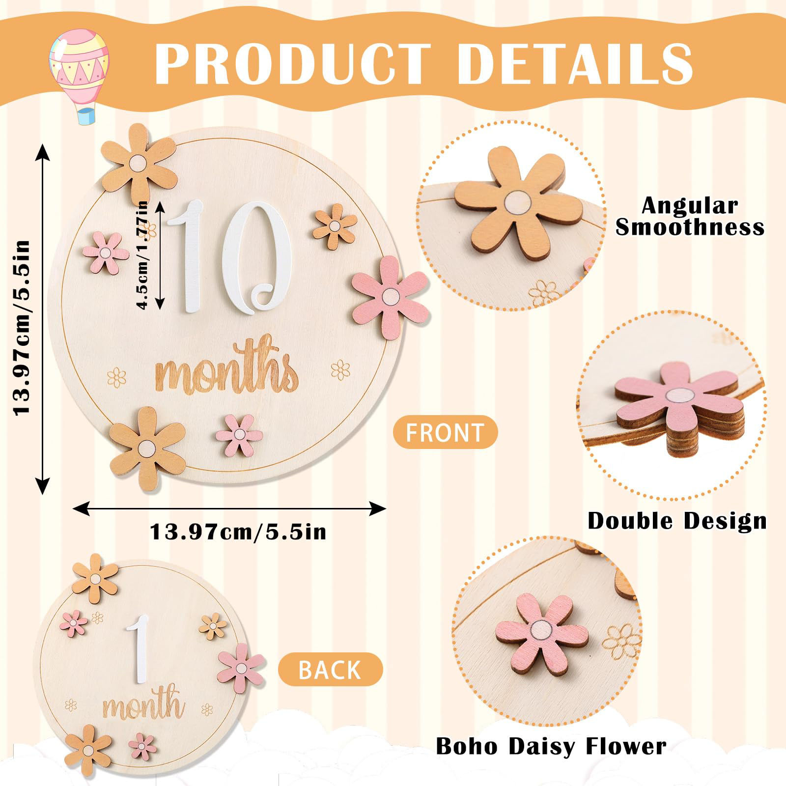 GetUSCart- Beeveer Baby Monthly Milestone Cards with 11 Interchangeable ...