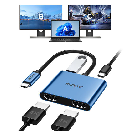 GetUSCart KOZYC USB C to Dual HDMI Adapter 4K30Hz, USB C Hub