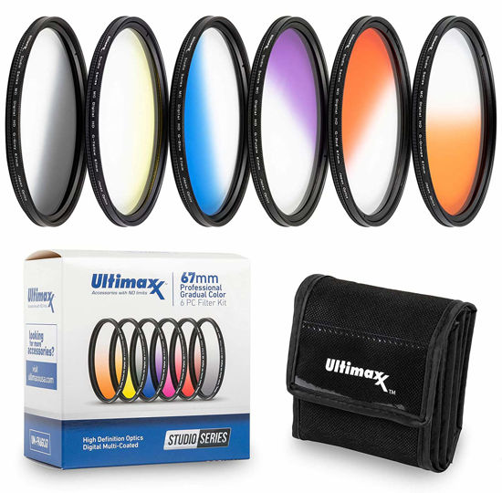 Picture of 77MM Ultimaxx Professional Six Piece Gradual Color Filter Kit (Orange, Yellow, Blue, Purple, Red, Grey) for Camera Lens with 77MM Filter Thread and Protective Filter Pouch