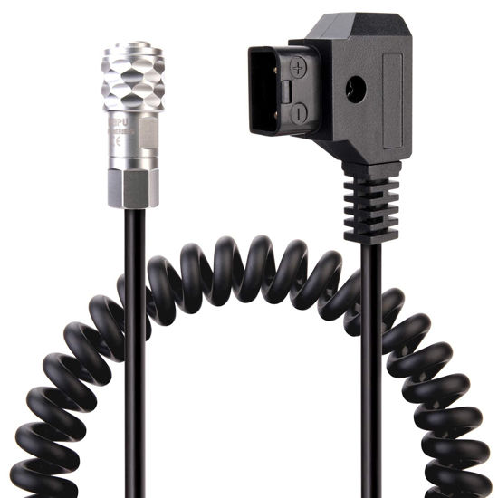 Picture of RUITOO BMPCC 4k/6k Coiled Cord Power Cable for Blackmagic Pocket Cinema Camera and Gold Mount V Mount Battery,D-Tap(P-Tap) Plug to Weipu SF6 2 Pin Female Plug.