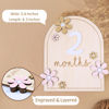 Picture of Monthly Baby Milestone Wooden Circle - Baby Monthly Milestone Sign - Months Baby Milestone Signs Cards - Newborn Gift for Girl and Boy - 1-12 Months (Flower)