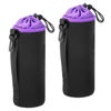 Picture of PATIKIL Camera Lens Bag, 2 Pcs 3.9" IDx9.8 H Drawstring Lens Pouch with Thick Protective Neoprene, Lens Case for DSLR Camera Lens, Water Coffee Cups, Black, Purple