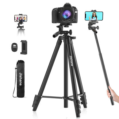 Picture of 71" Camera Tripod, Versatile Cell Phone Tripod with Wireless Remote Phone Holder and Tripod Bag, Lightweight Portable Camera Tripod Stand Compatible with Smartphone Cameras, Max Load 6.6 lbs