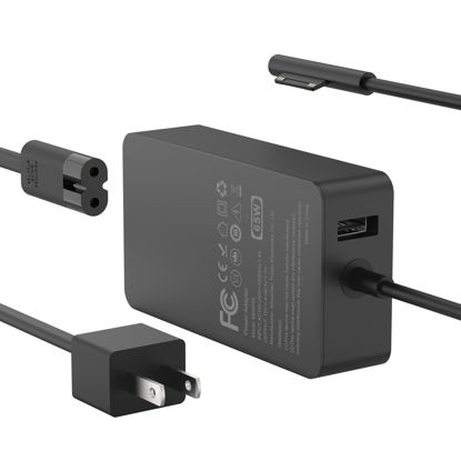 Picture of 65W Surface Pro Laptop Charger for Microsoft Surface Pro 10, 9, 8, 7+, 7, 6, 5, 4, 3, X, Windows Surface Laptop 6, 5, 4, 3, 2, 1, Surface Go Tablet, Surface Book 3, 2, 1, Support 44W, 36W, LED, 10FT