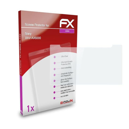 Picture of atFoliX Plastic Glass Protective Film compatible with Sony XAV-AX6000 Glass Protector, 9H Hybrid-Glass FX Glass Screen Protector of plastic
