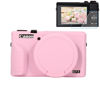 Picture of Pocoukate Case for Canon G7X Mark III Camera, Soft Silicone Protective Cover Skin with Removable Lens Cover for Powershot G7X Mark iii, Silicone Case with G7X3 Screen Protector Accessories - Pink
