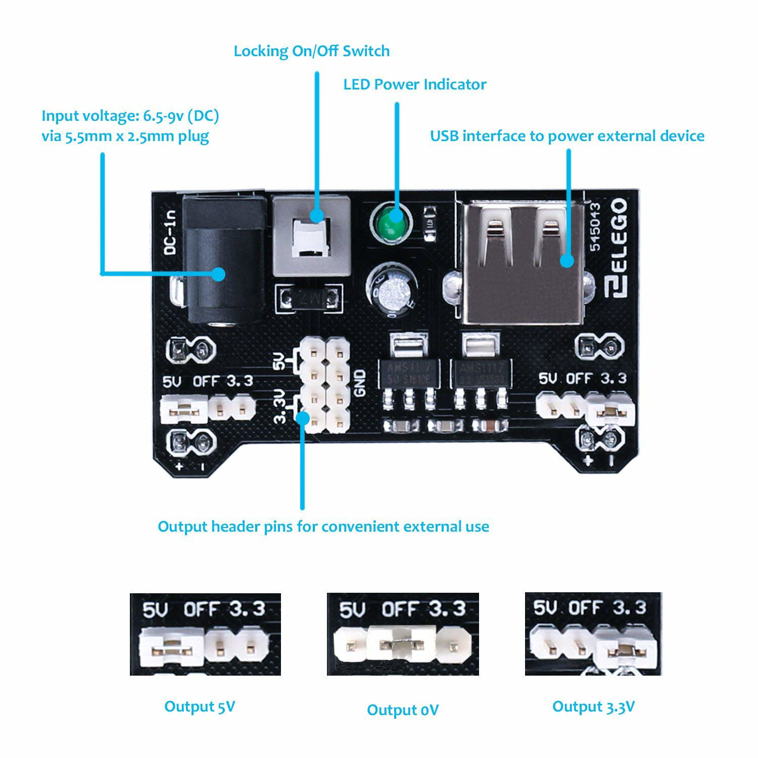 GetUSCart- ELEGOO Upgraded Electronics Fun Kit w/Power Supply Module ...