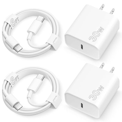 Picture of Charger for iPhone 16 15 Charger Fast Charging 30W USB C Charger Block Type C Charger 2 Pack 6FT Cord foriPhone 16/16 Plus/16 Pro/16 Pro Max/iPhone 15/15 Pro Max/Samsung