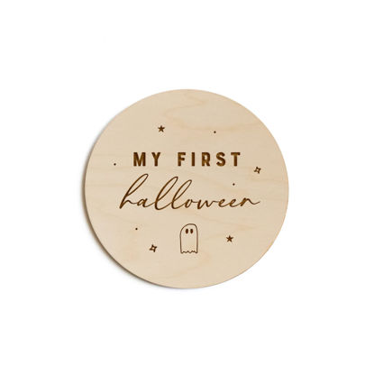 Picture of The Cotton & Canvas Co. My First Halloween Wooden Milestone Card, Baby's First Year, Baby's First Holiday, Baby Shower, Newborn, Photoshoot Prop
