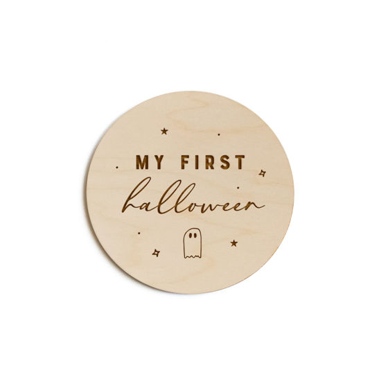 Picture of The Cotton & Canvas Co. My First Halloween Wooden Milestone Card, Baby's First Year, Baby's First Holiday, Baby Shower, Newborn, Photoshoot Prop
