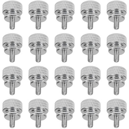 Picture of HELIFOUNER 20 Pieces 6-32 Thread, Silver Color Anodized Aluminum Computer Case Thumbscrews, Thumb Screws for Computer Case/Cover/Power Supply/Hard Drives